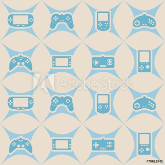 Picture of Seamless background with game consoles for your design